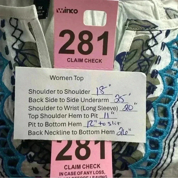 Talbots Women’s 1X Blouse Blue Imari Floral Medallion 3/4 Sleeve Crochet Accents - Picture 13 of 13